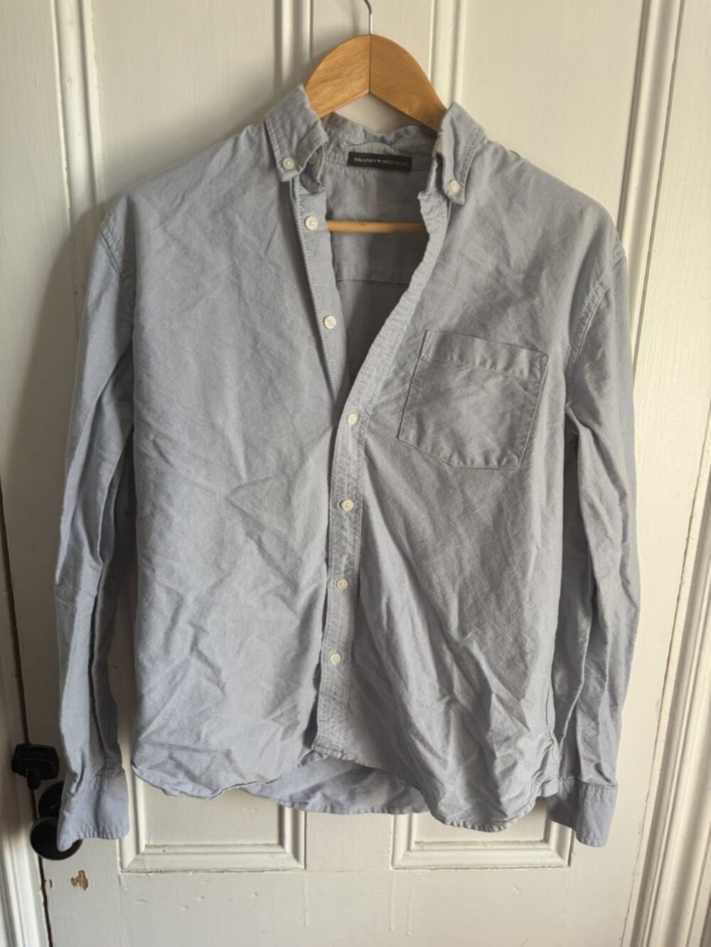 Brandy Melville Light Blue Oxford Button-Down Shirt Cotton Chest Pocket One Size